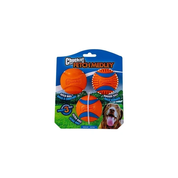Chuckit! Fetch Medley (Gen 3) Köpek Oyun Topu Seti 3'lü Paket (Orta Boy) ürün görseli 1