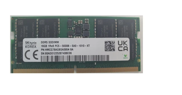 Sk-Hynix Hmcg78Agbsa095N 16Gb Ddr5 5600Mt Cl46 262 Pin Sodımm, 1.1V Notebook Ram Bellek ürün görseli 1