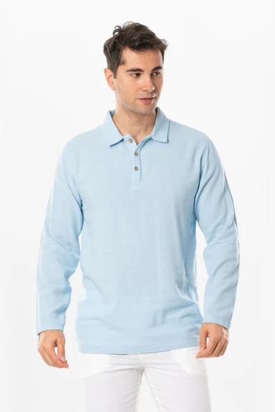 Uzun Kol Foça Violet Erkek Yazlık Tshirt Buz Mavi Bmv ürün görseli 1
