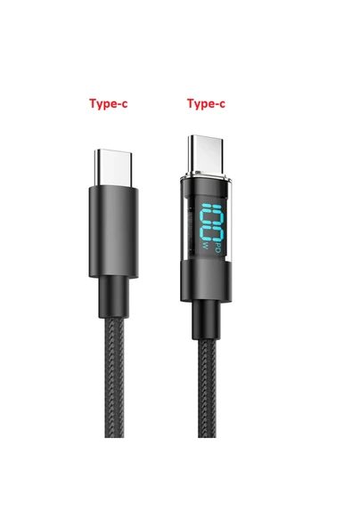 Mettzchrom Dijital Ekranlı Hızlı Şarj Kablosu USB Type-c 100w iphone lightning hızlı şarj kablosu 27 ürün görseli 1