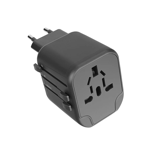 S-Link Sw-Kc028 2-Usb 2.4A Yedek Akım Sigortalı 100-240V Universal Çevirici Priz Adaptör ürün görseli 1