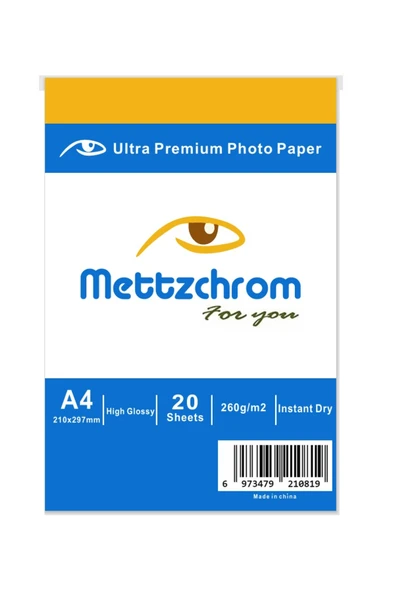 Mettzchrom A4 260g Parlak Inkjet Fotoğraf Kağıdı 20 Sayfa Epson Hp Uyumlu Fotoğraf Kağıtları ürün görseli 1