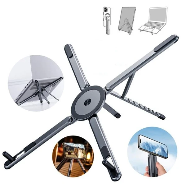 Feny Fn-Ms10 Magstone 360° Dönebilen Ayarlanabilir Kademeli 3İN1 Magsafe Laptop Stand ürün görseli 1