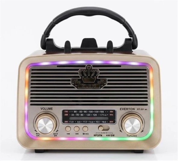 Everton Rt-301.M Bluetooth-Usb-Sd-Fm Şarjlı,Solarlı,Ledli, Nostaljik Radyo El Fenerl Radyo ürün görseli 1