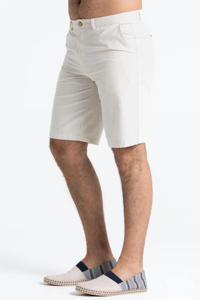 Ege Gabardin Erkek Şort Krem Krm - Resim 4