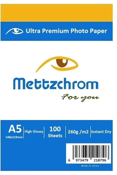 Mettzchrom 15x21cm A5 260G Parlak Inkjet Fotoğraf Kağıdı 100'lü Uyumlu Fotoğraf Kağıtları ürün görseli 1
