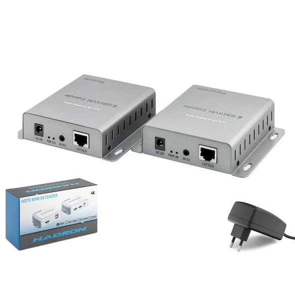 Hadron Hdx1600 Hdmi Kvm Extender 4K 30 Hz 60 M - Gümüş ürün görseli 1