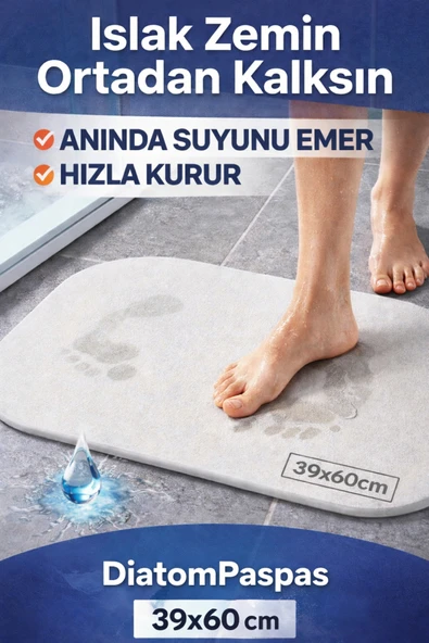 Oval model Su Emici Taş Paspas - diyatomit Banyo Matı Suya doymayan paspas ürün görseli 1