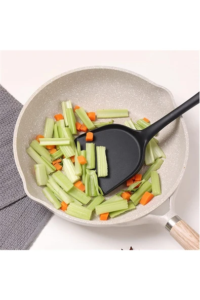 silikon spatula çelik çekirdekli ısıya dayanıklı teflon döküm çizme spatula servis ürün görseli 1