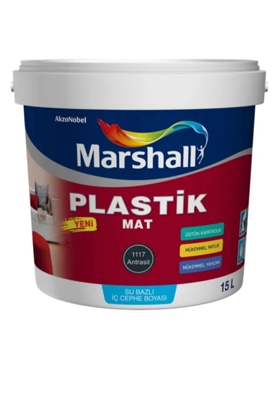 Marshall Plastik Su Bazlı Iç Duvar Duvar Boyası Silinebilir Antrasit Gri 15lt (ral 7016) ürün görseli 1