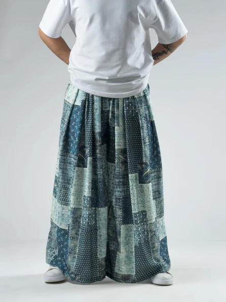 Patchwork Erkek Pileli Pantolon COC3019 - Resim 3
