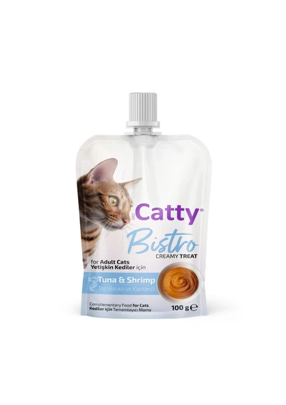 Catty Bistro Ton Balıklı ve Karidesli Yetişkin Kedi Krema Ödülü 100 Gr ürün görseli 1
