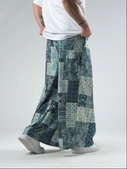 Patchwork Erkek Pileli Pantolon COC3019 - Resim 2