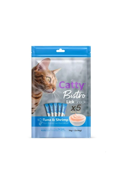 Catty Bistro Ton Balıklı ve Karidesli Yetişkin Kedi Krema Ödülü 5 x 14 Gr ürün görseli 1