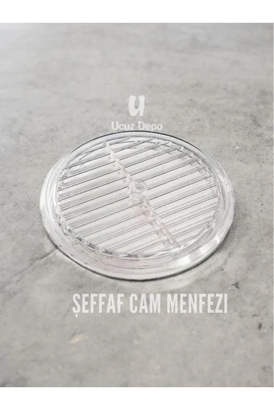 Ucuz Depo 3 Adet Şeffaf Doğalgaz Havalandırma Cam Menfez Kapağı Çap 18 Cm (YANINDA EKSTRADAN UZUN VİDA) 3 Adet ürün görseli 1