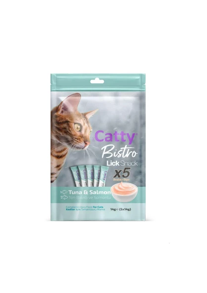 Catty Bistro Ton Balıklı ve Somonlu Yetişkin Kedi Krema Ödülü 5 x 14 Gr ürün görseli 1
