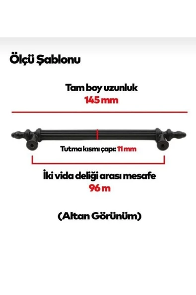 CEYLAN KULP Anka Siyah Beyaz Dolap Çekmece Kulpu 96mm 10 Adettir. ürün görseli 1