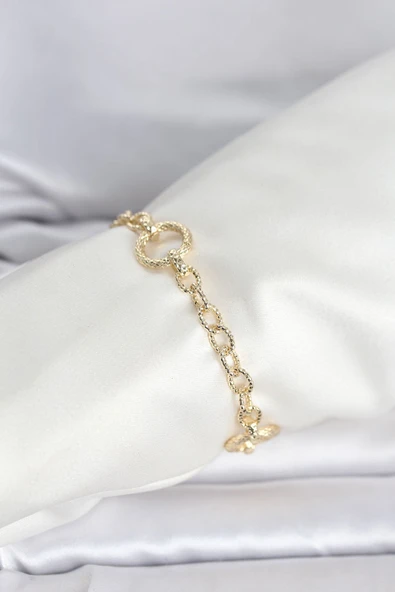 CM 14K Gold Renk Lazerli Halka Model Kadın Bileklik ürün görseli 1