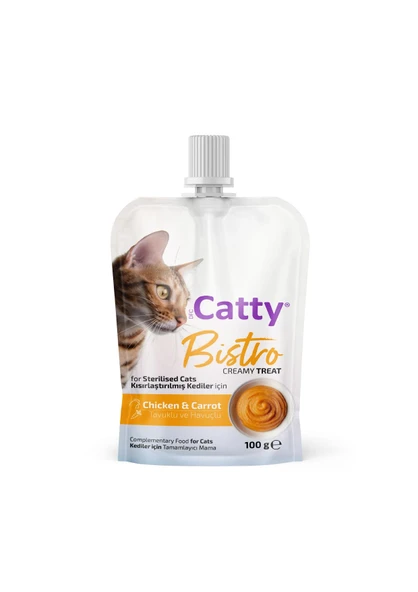 Catty Bistro Tavuklu ve Havuçlu Kısır Kedi Krema Ödülü 100 Gr ürün görseli 1