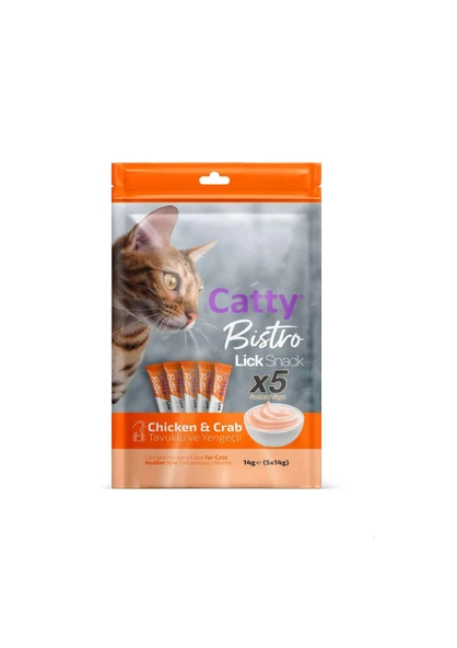 Catty Bistro Tavuklu ve Yengeçli Yetişkin Kedi Krema Ödülü 5 x 14 Gr ürün görseli 1