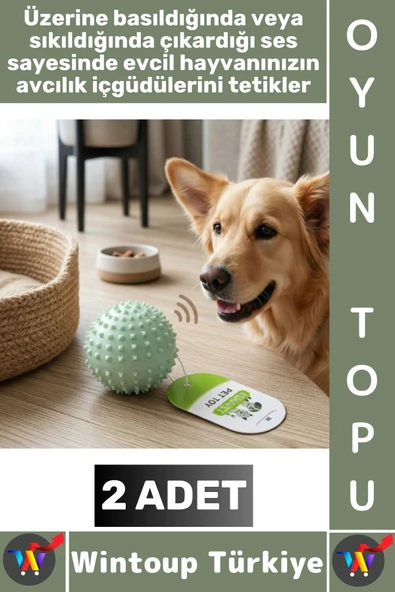#Pet Evcil Hayvan Küçük Irk Köpek Avcılık Masaj Diş Kaşıma Sesli Dikenli Kedi Oyuncağı Topu 2 Adet ürün görseli 1