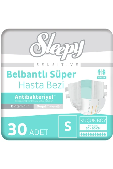 Sleepy Sensitive Antibakteriyel Süper Yetişkin Hasta Bezi Small 30 Adet ürün görseli 1