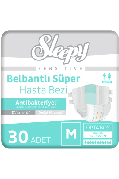 Sleepy Sensitive Antibakteriyel Süper Yetişkin Hasta Bezi Medium 30 Adet ürün görseli 1