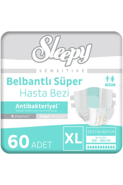 Sleepy Sensitive Antibakteriyel Süper Yetişkin Hasta Bezi Xlarge 30x2 60 Adet ürün görseli 1