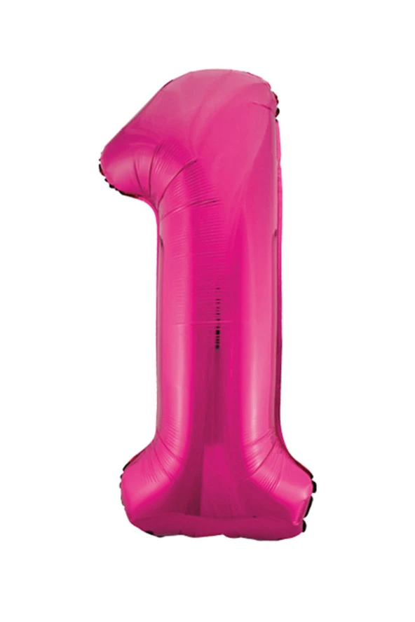 1 Rakam Pembe Folyo Balon 40 cm - Resim 2
