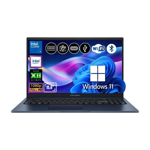 Asus Vivobook 15 X1504VA-BQ4101 ATL46 Intel Core 5 120U 24GB Ram 1TB SSD Win11Pro 15.6'' Notebook + Çanta&Mouse ürün görseli 1