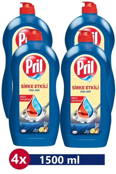 Pril Sirke Gücüyle 1500 ml Bulaşık Deterjanı 4'lü Özel Seri Parlak ve Hijyenik Sonuç ürün görseli 1