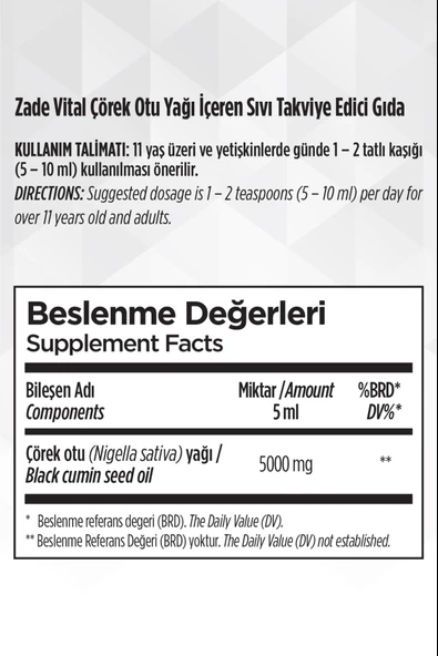 Zade Vital Çörek Otu Yağı 150 ml - Resim 2