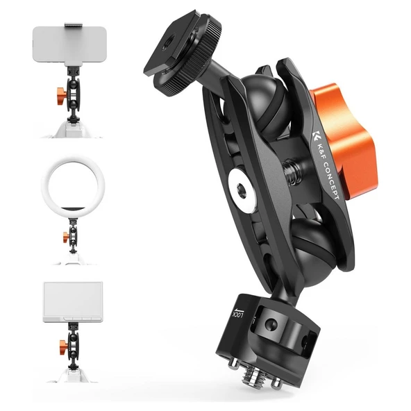 K&F Concept Cold Shoe Double Ball Head, Universal Magic Arm With Cold Shoe ürün görseli 1