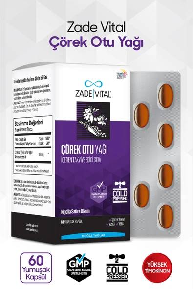 Zade Vital Çörek Otu Yağı 900 mg 60 Blister Kapsül ürün görseli 1
