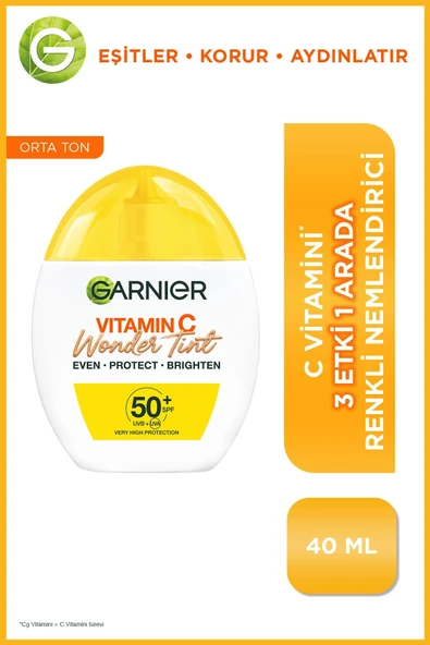 C Vitamini Wonder Tint 3 Etki 1 Arada Renkli Nemlendirici Orta Ton, SPF50, Vegan ürün görseli 1