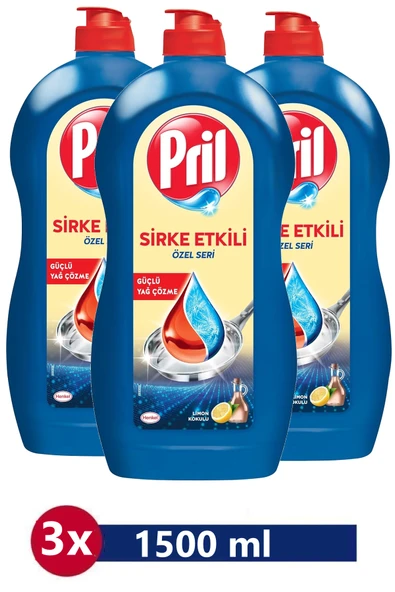 Pril Sirke Gücüyle 1500 ml Bulaşık Deterjanı 3'lü Özel Seri Parlak ve Hijyenik Sonuç ürün görseli 1