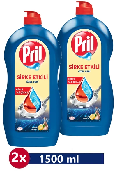 Pril Sirke Gücüyle 1500 ml Bulaşık Deterjanı 2’li Özel Seri Parlak ve Hijyenik Sonuç ürün görseli 1
