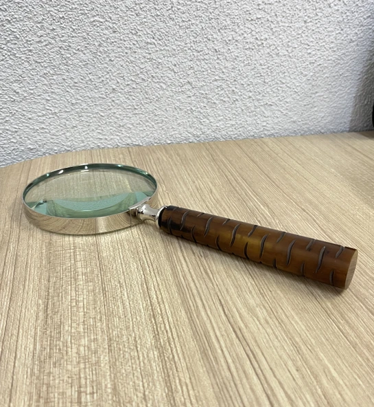 Retro Tasarım Boynuz Saf Karbon Görünümlü Krom Büyüteç ürün görseli 1