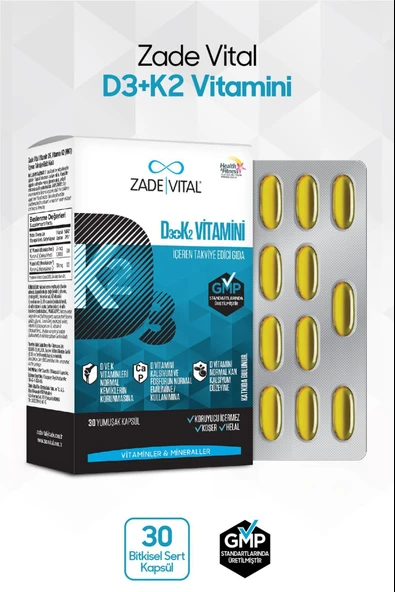Zade Vital D3+K2 Vitamini 30 Kapsül - Resim 5