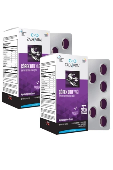 Zade Vital Çörek Otu Yağı 900 mg 60 Blister Kapsül 2 Adet ürün görseli 1