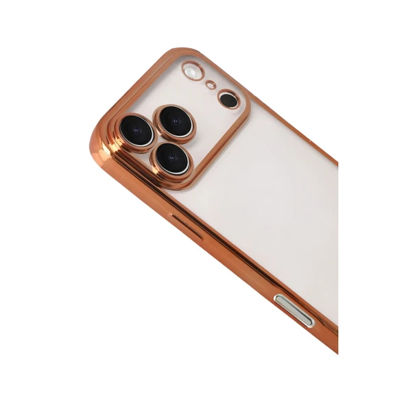 iPhone 17 Pro Max Kamera Korumalı Lensli Silikon - Turuncu - Resim 3