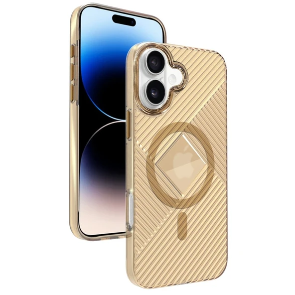 iPhone 16 Stella Pc Sert Magsafe Kılıf - Gold ürün görseli 1