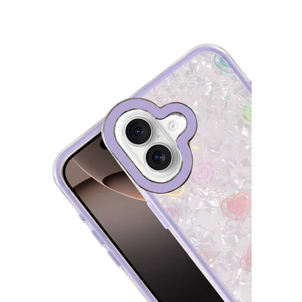 iPhone 16 Lumi Desenli Kapak - Mor - Resim 2