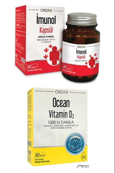 Imunol 40 Kapsül ve  Ocean Vitamin D3 1000ıu Damla 50 ml ürün görseli 1