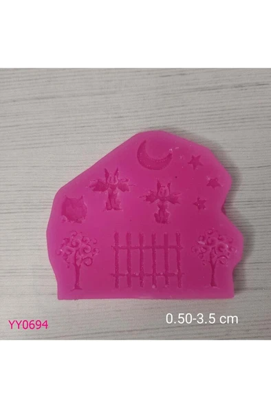 YY0694 Kedili Ağaçlı Yıldızlı Çoklu Model Silikon Kalıp ürün görseli 1