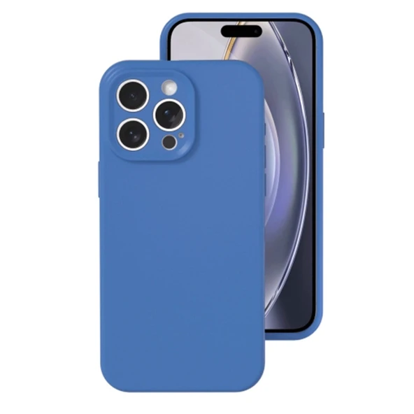 iPhone 16 Pro Kılıf Nano İçi Kadife Silikon - Mavi ürün görseli 1