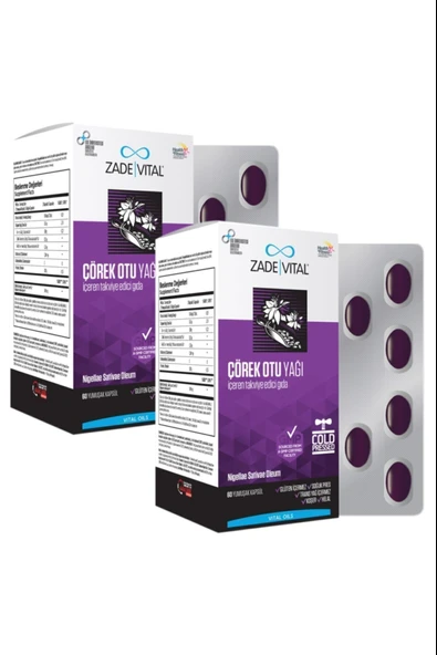 Zade Vital Çörek Otu Yağı 900 mg 60 Blister Kapsül 2 Adet ürün görseli 1