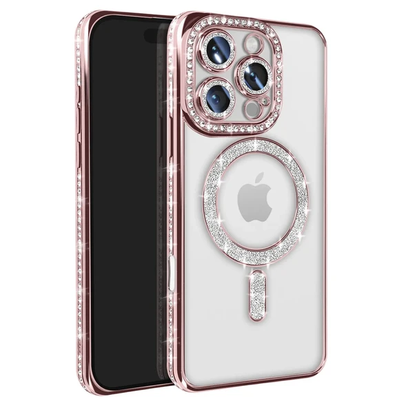 iPhone 16 Pro Max Kılıf Joke Simli Magneticsafe Kılıf - Pembe ürün görseli 1