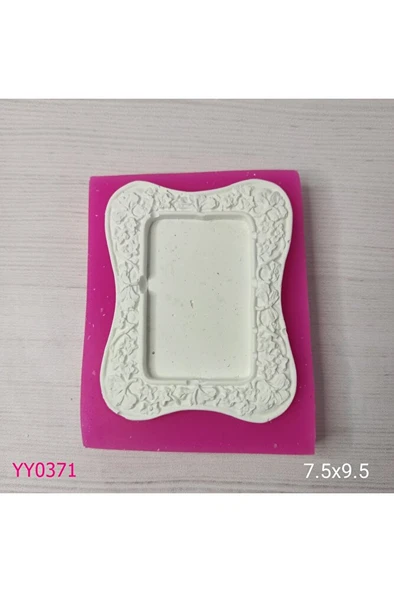 YY0371 Kenarları Şekilli Çiçek Desenli Kare Çerçeve Silikon Kalıp ürün görseli 1