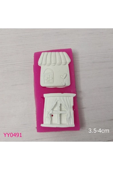 YY0491 Minik Ev Ve Perdeli Pencere Silikon Kalıp ürün görseli 1
